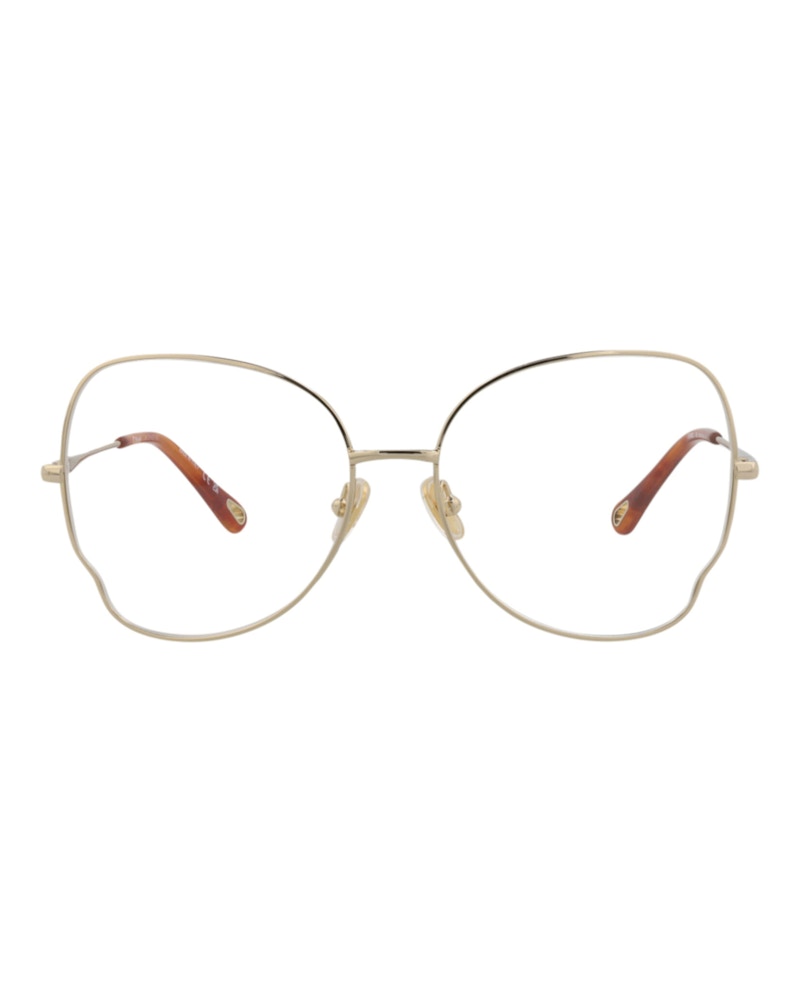 Pre-owned Chloé Women's Chloe Cat Eyeframe Metal Optical Frames In Gold Gold Transparent (ch0098o/30012434/005)