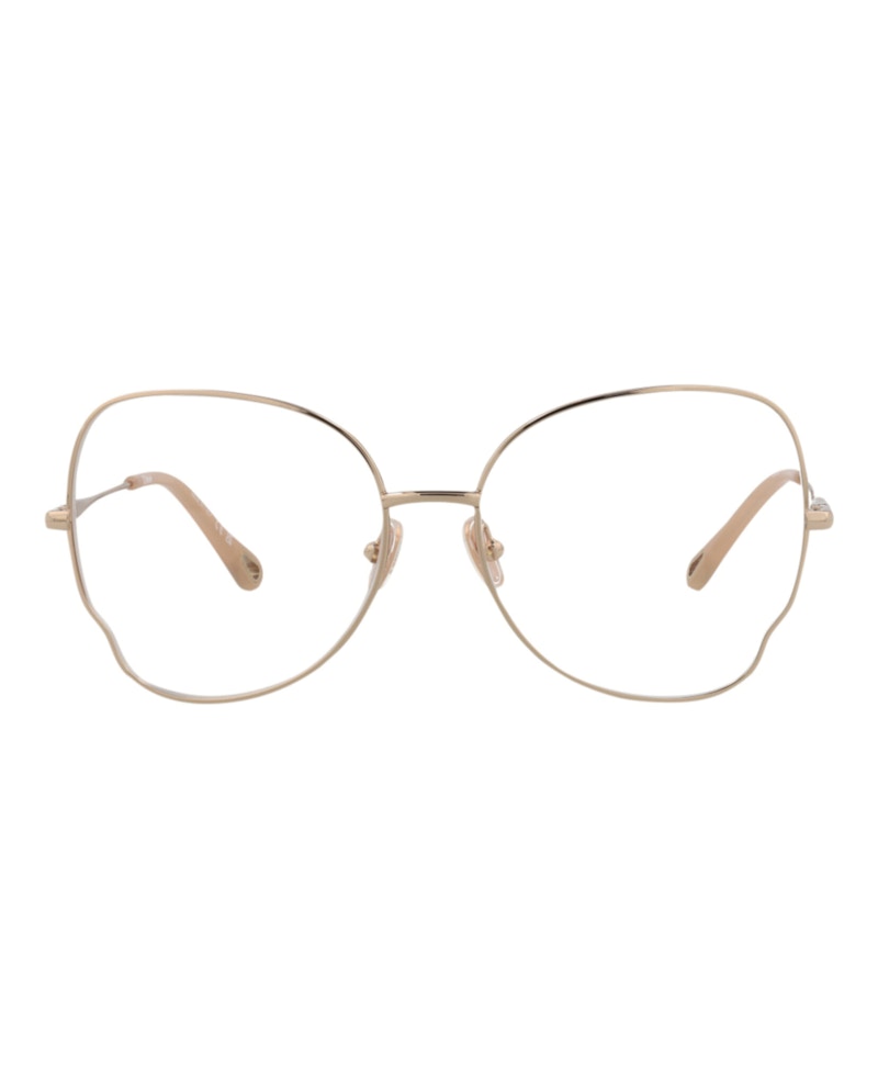 Pre-owned Chloé Women's Chloe Cat Eyeframe Metal Optical Frames In Gold Gold Transparent (ch0098o/30012434/006)