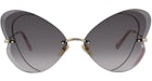 Chloe Cat Eye-Frame Metal Sunglasses Gold Gold Grey (CH0064S-30011506-001)