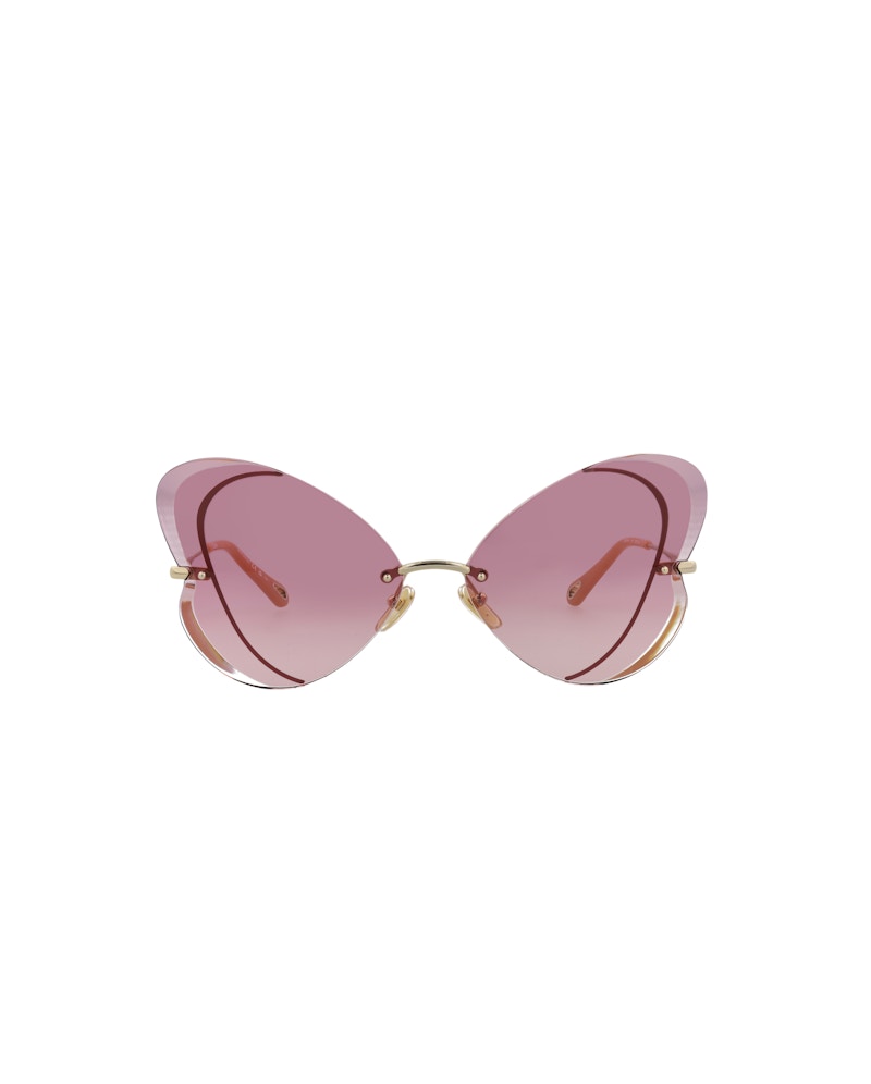 Chloe Cat Eye-Frame Metal Sunglasses Gold Gold Violet