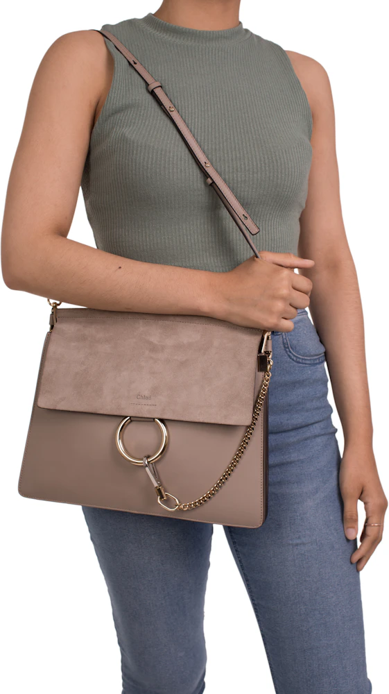 Chloé Faye Medium Leather And Suede Shoulder Bag - Grape