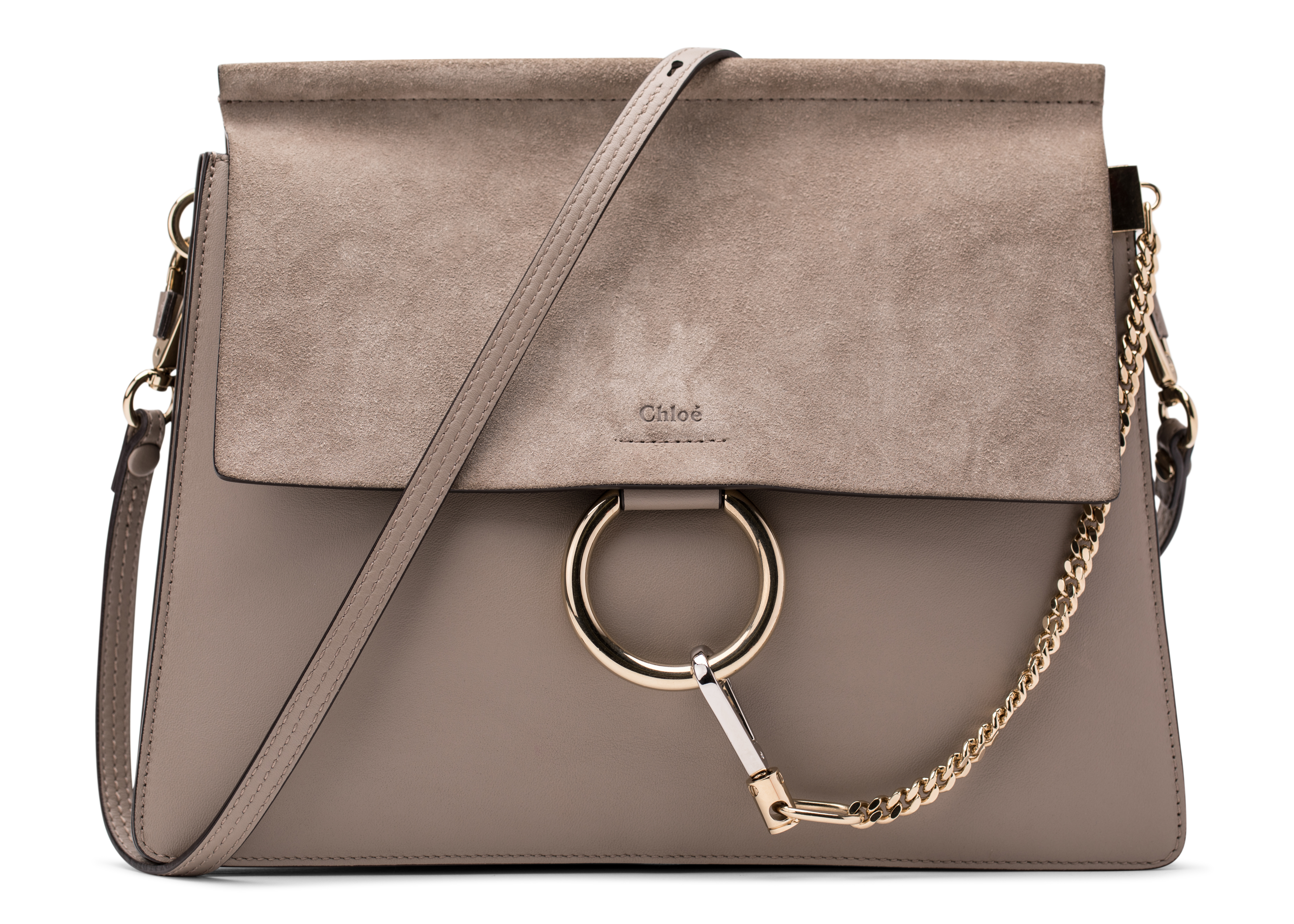 Chloe Faye Shoulder Bag Medium Motty Grey in Calfskin Leather ...