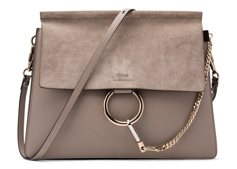 Chloe Faye Shoulder Bag Medium Motty Grey in Calfskin Leather