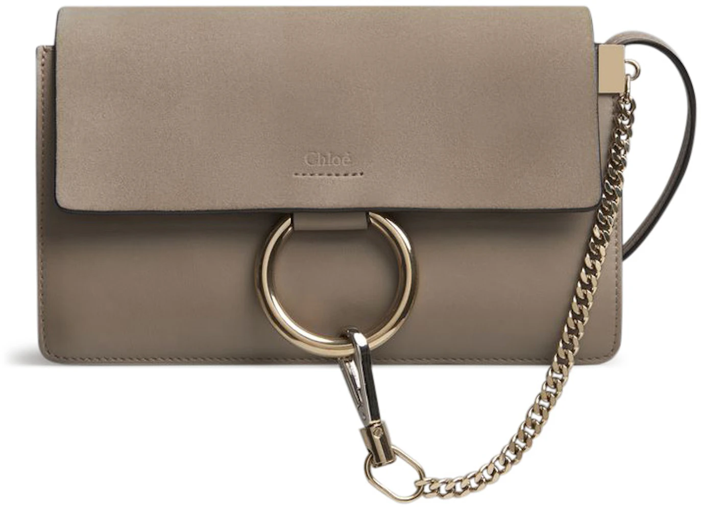 Chloe Faye Smooth/Suede Small Motty Grey in Calfskin with  Gold-tone/Silver-tone - US