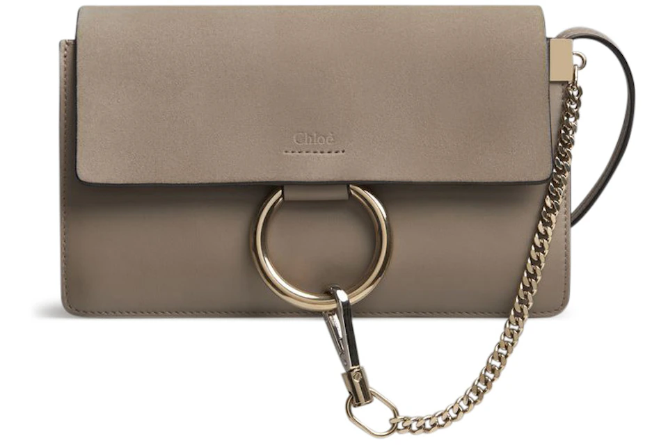 Chloe Faye Smooth Suede Small Motty Grey In Calfskin With Gold Tone Silver Tone Chloe Faye Smooth Suede Small Motty Grey In Calfskin With Gold Tone Silver Tone