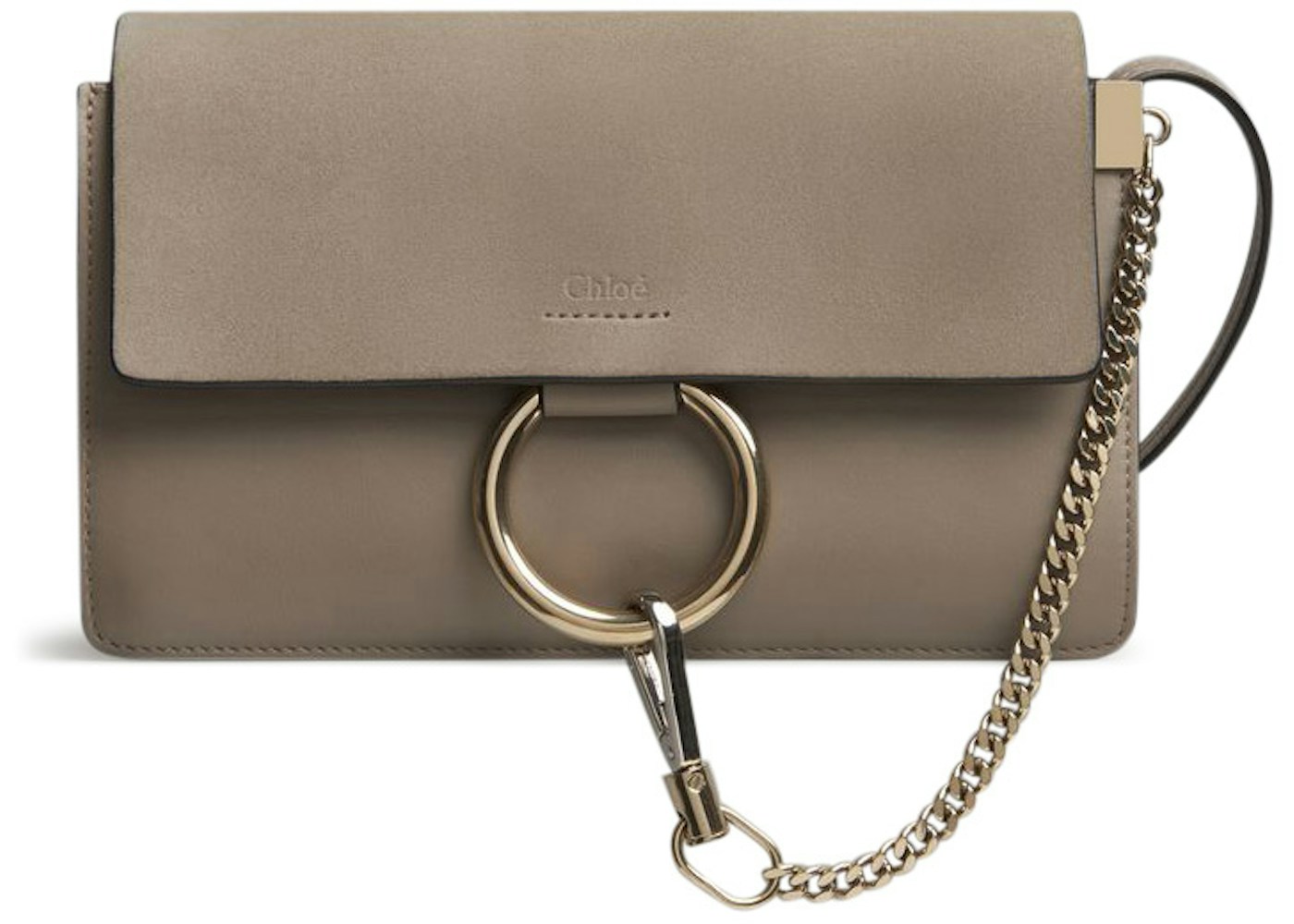 Chloe Faye Smooth Suede Small Motty Grey In Calfskin With Gold Tone Silver Tone Chloe Faye Smooth Suede Small Motty Grey In Calfskin With Gold Tone Silver Tone
