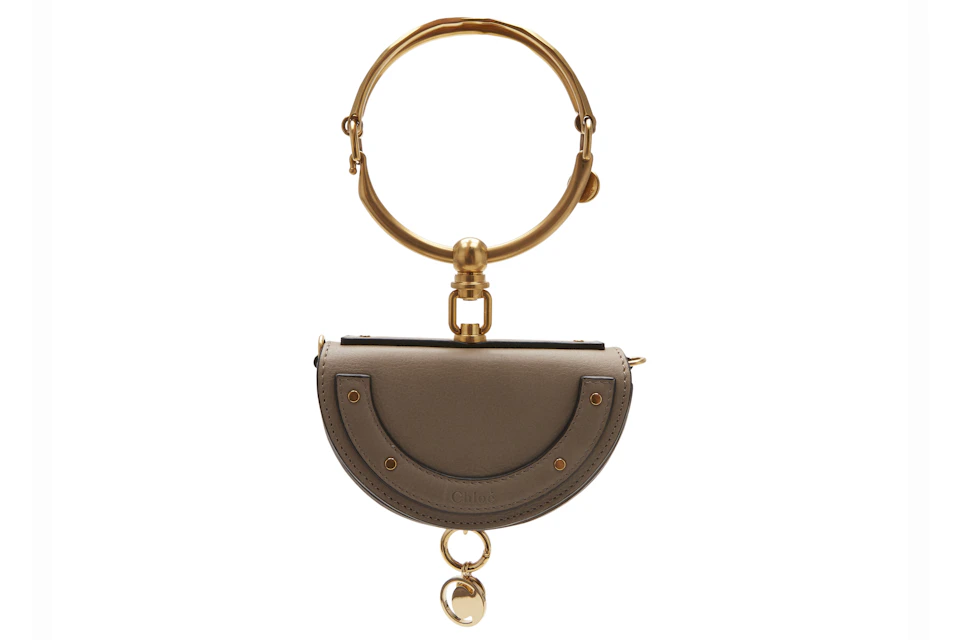 Chloe Nile Minaudiere Mini Motty Grey In Calf Leather With Gold Tone Chloe Nile Minaudiere Mini Motty Grey In Calf Leather With Gold Tone