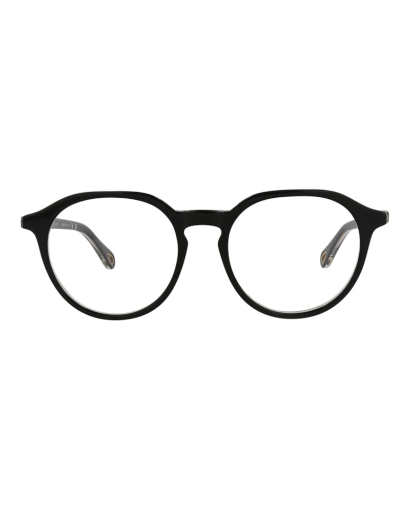 Pre-owned Chloé Women's Chloe Roundframe Bio Acetate Optical Frames In Black Black Transparent (ch0012o/30009838/007