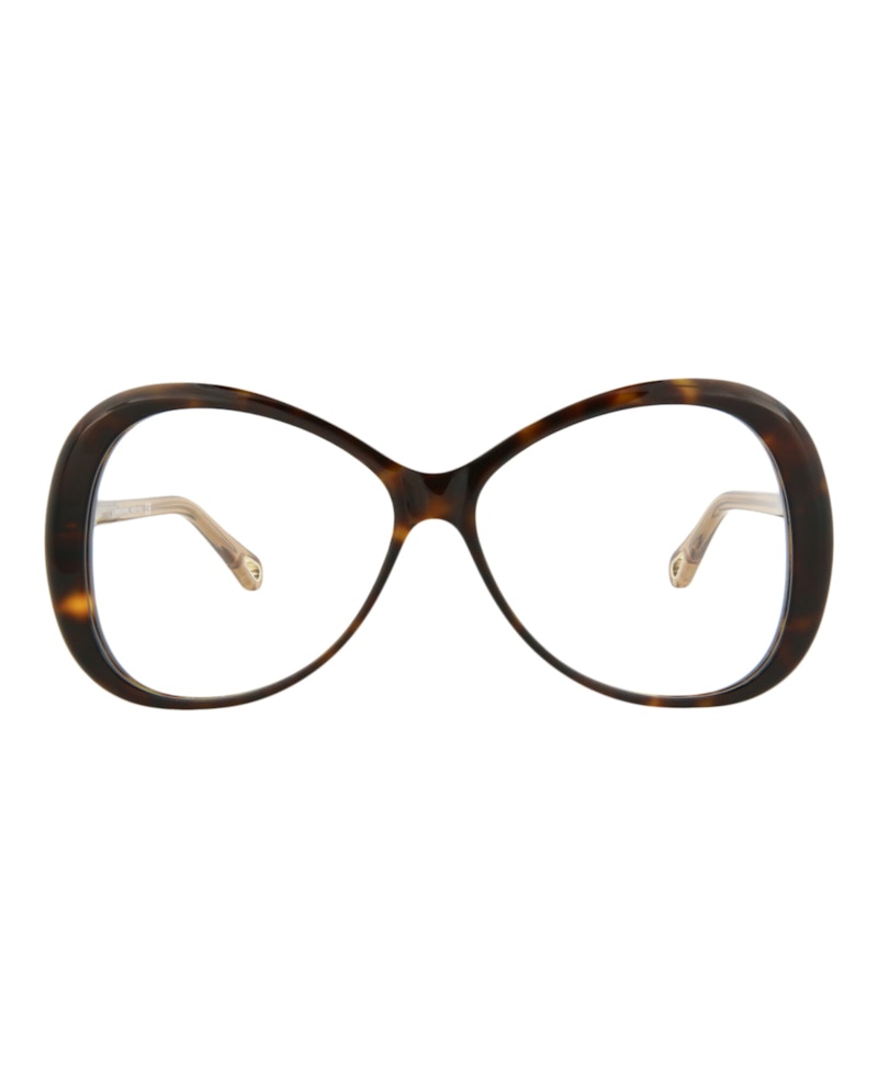 Pre-owned Chloé Women's Chloe Roundframe Bio Acetate Optical Frames In Havana Brown Transparent (ch0011o/30009851/00