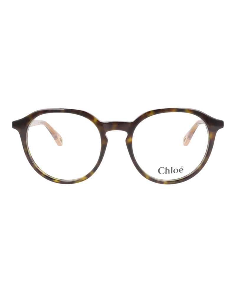 Pre-owned Chloé Women's Chloe Roundframe Bio Acetate Optical Frames In Havana Brown Transparent (ch0012o/30009838/00