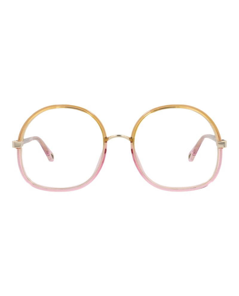 Pre-owned Chloé Women's Chloe Roundframe Injection Optical Frames In Yellow Yellow Transparent (ch0032o/30009868/001