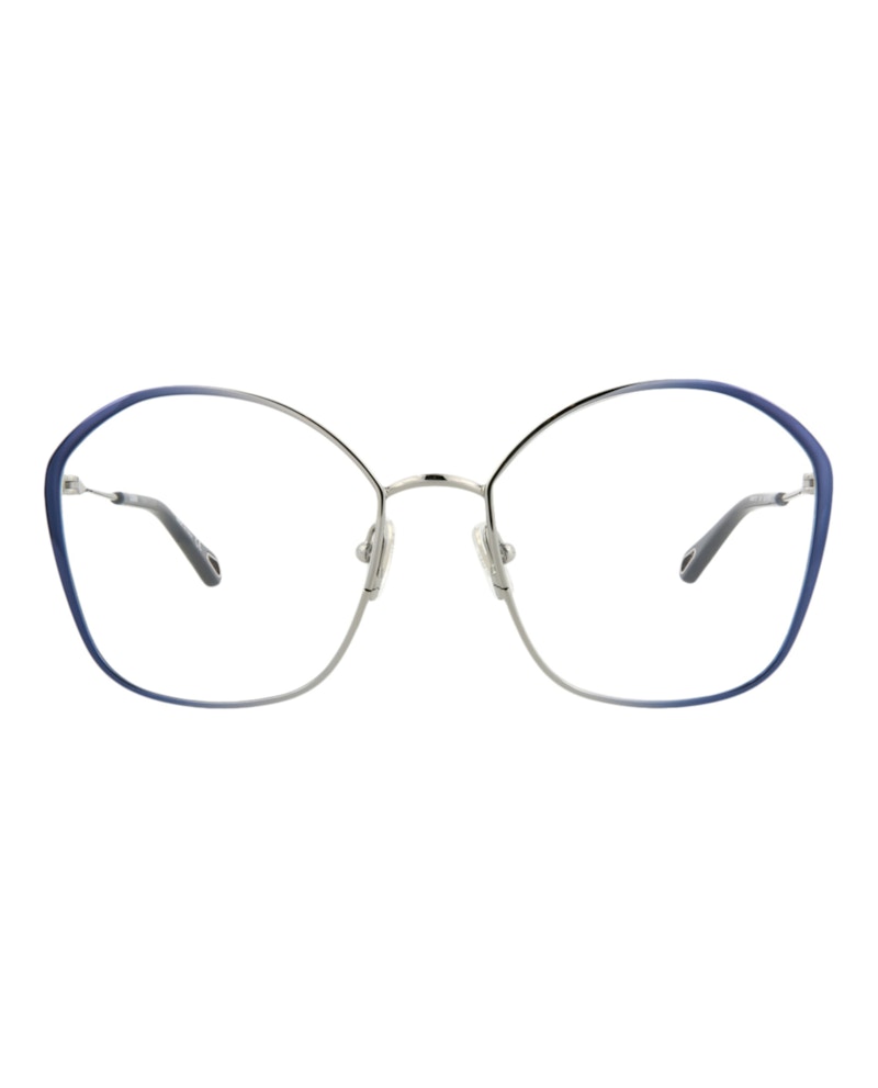 Pre-owned Chloé Women's Chloe Roundframe Metal Optical Frames In Blue Blue Transparent (ch0017o/30009856/001)