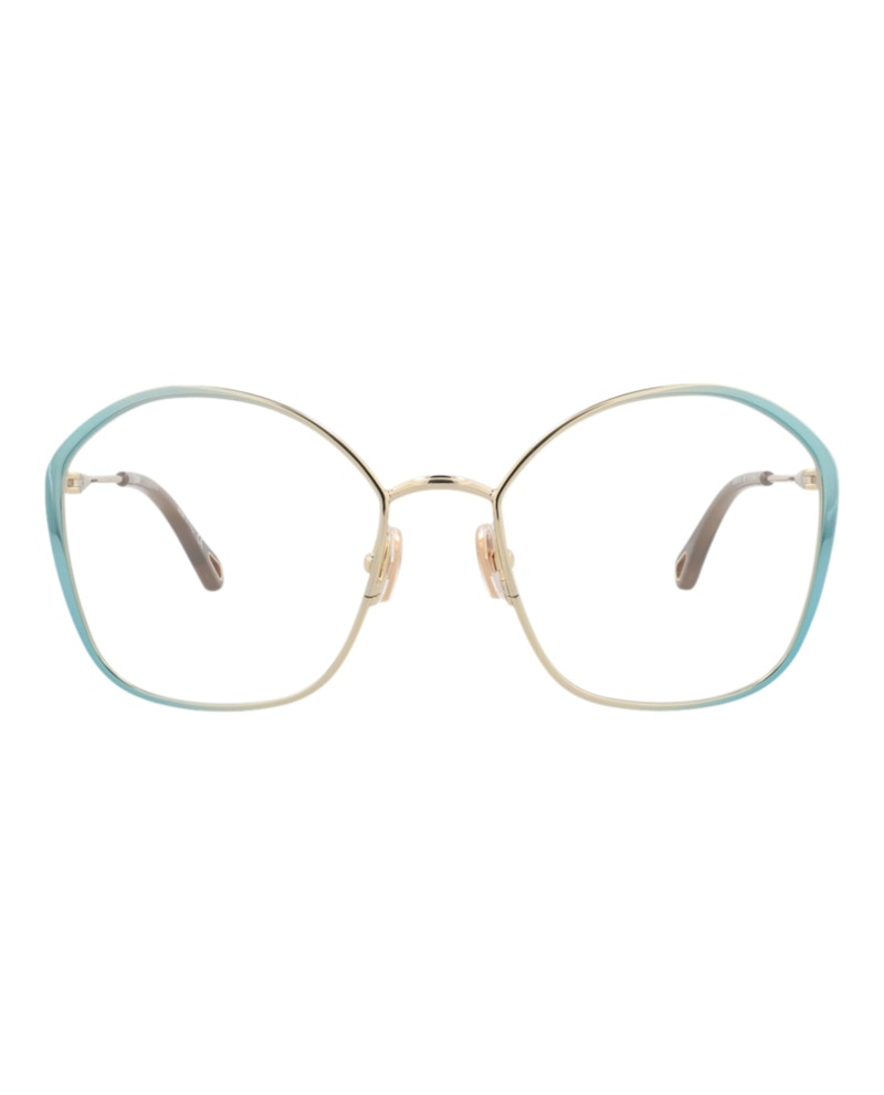 Pre-owned Chloé Women's Chloe Roundframe Metal Optical Frames In Blue Blue Transparent (ch0017o/30009856/005)