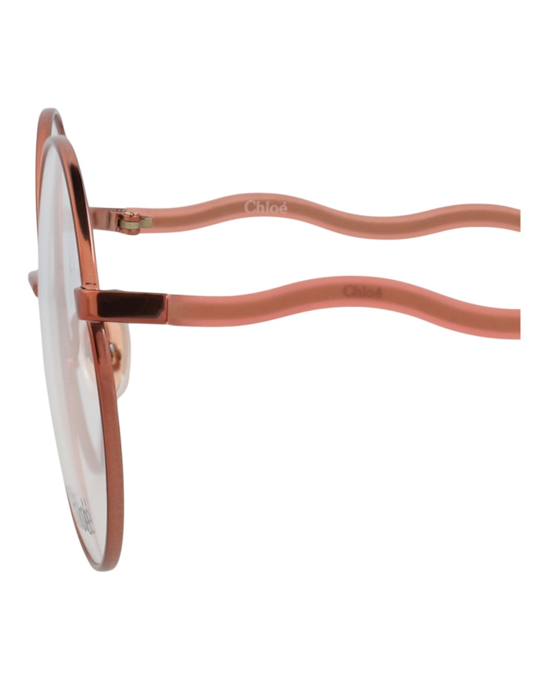 Chloe Round-Frame Metal Optical Frames Brown Pink Transparent (Ch0057o-30011445-001)