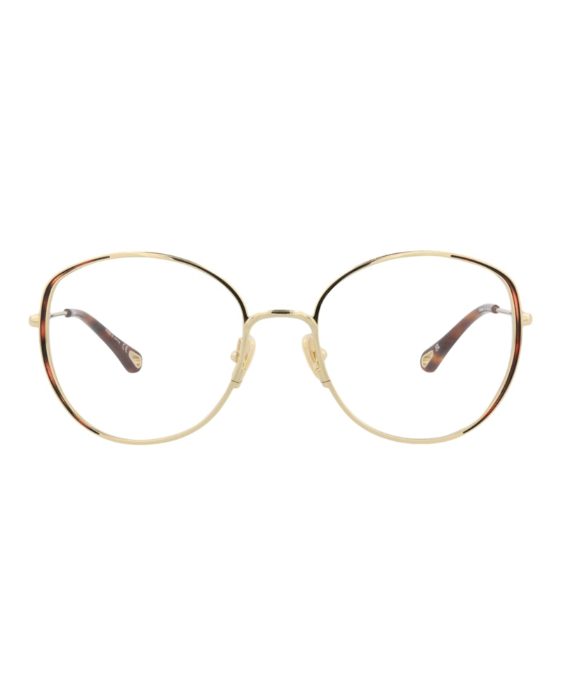 Pre-owned Chloé Women's Chloe Roundframe Metal Optical Frames In Gold Gold Transparent (ch0039o/30009848/001)