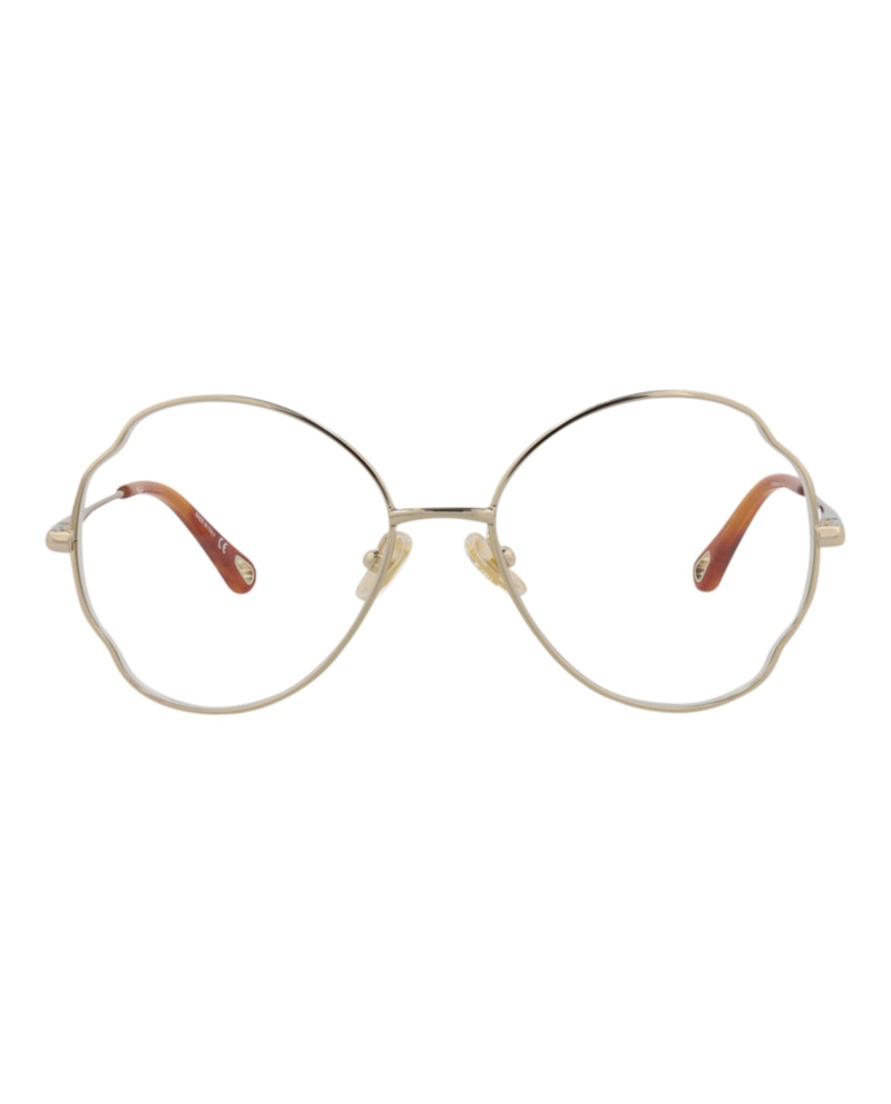 Pre-owned Chloé Women's Chloe Roundframe Metal Optical Frames In Gold Gold Transparent (ch0097o/30012431/001)