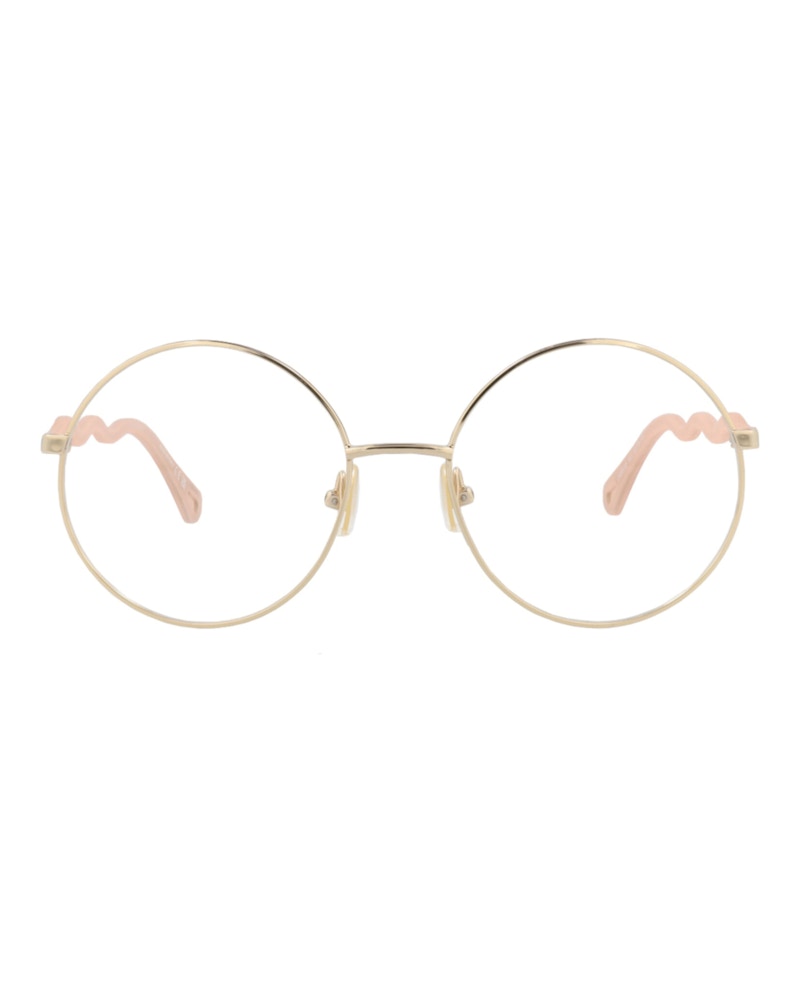 Pre-owned Chloé Women's Chloe Roundframe Metal Optical Frames In Gold Pink Transparent (ch0057o/30011445/003)