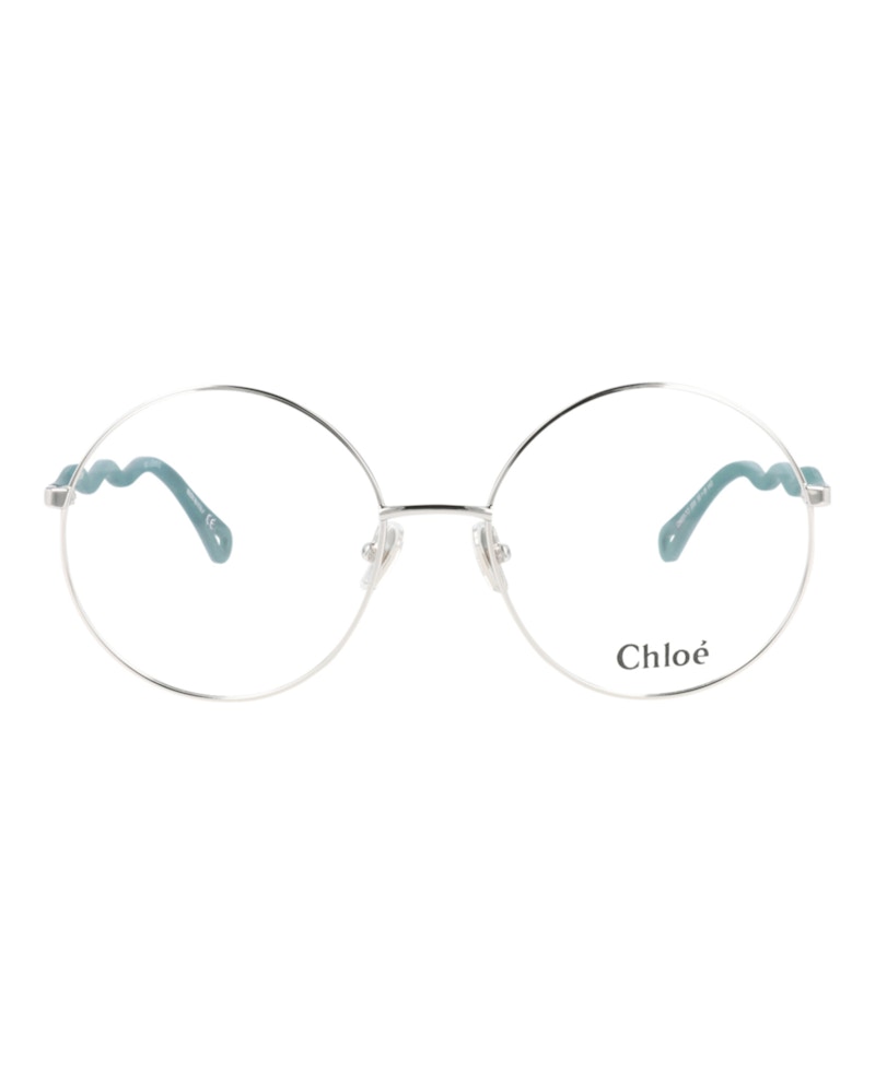 Chloe Round-Frame Metal Optical Frames Silver Green