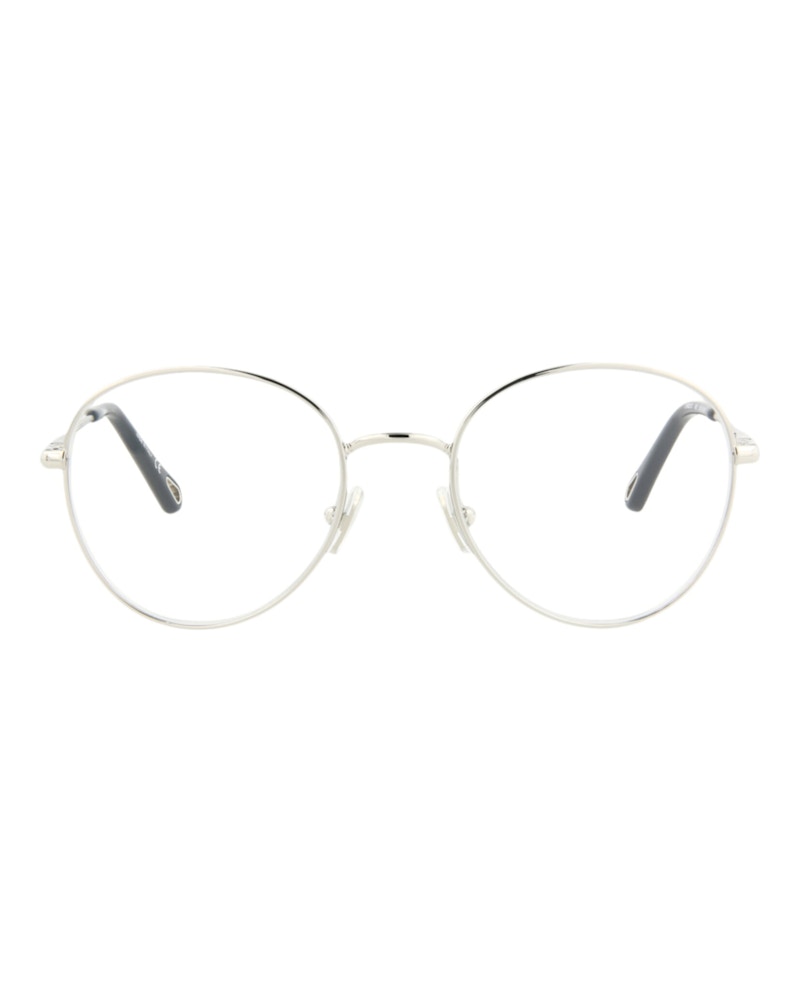 Pre-owned Chloé Women's Chloe Roundframe Metal Optical Frames In Silver Silver Transparent (ch0021o/30009815/003)