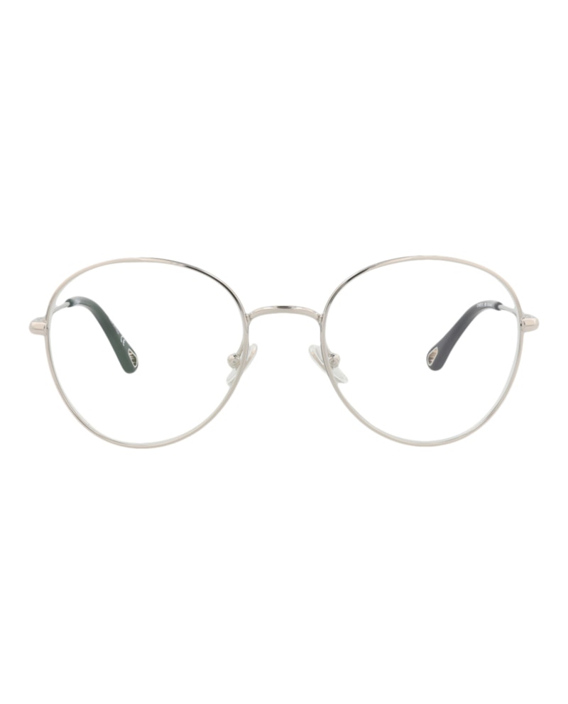 Pre-owned Chloé Women's Chloe Roundframe Metal Optical Frames In Silver Silver Transparent (ch0021o/30009815/006)