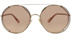 Chloe Round-Frame Metal Sunglasses Gold Brown (CH0041S-30009770-003)