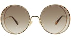 Chloe Round-Frame Metal Sunglasses Gold Gold Brown (CH0037S-30009777-001)