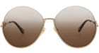 Chloe Round-Frame Metal Sunglasses Gold Gold Brown (CH0067S-30011433-003)