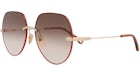 Chloe Round-Frame Metal Sunglasses Gold Gold Brown (CH0135S-30013590-002)