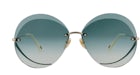 Chloe Round-Frame Metal Sunglasses Gold Gold Green (CH0063S-30011429-003)