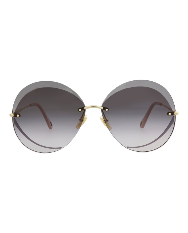 Chloe Round-Frame Metal Sunglasses Gold Gold Grey (CH0063S Chloe Round-Frame Metal Sunglasses Gold Gold Grey (CH0063S