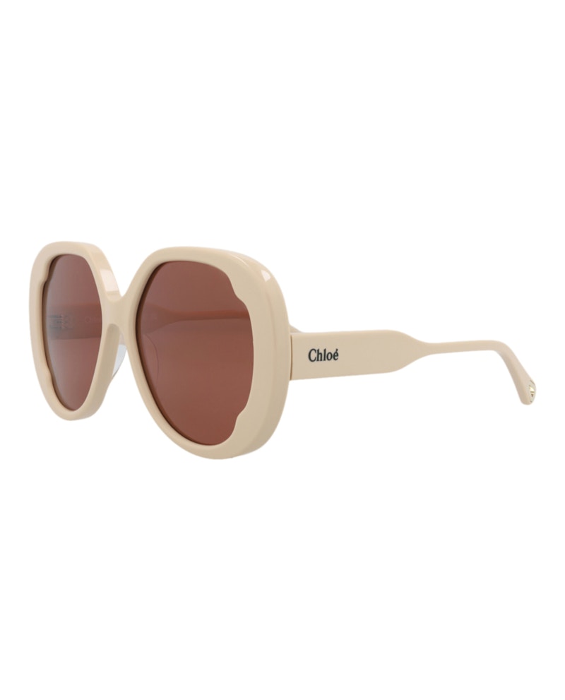 Chloe Round-Frame Recycled Acetate Sunglasses Ivory Ivory Brown (Ch0195s-30014680-005)