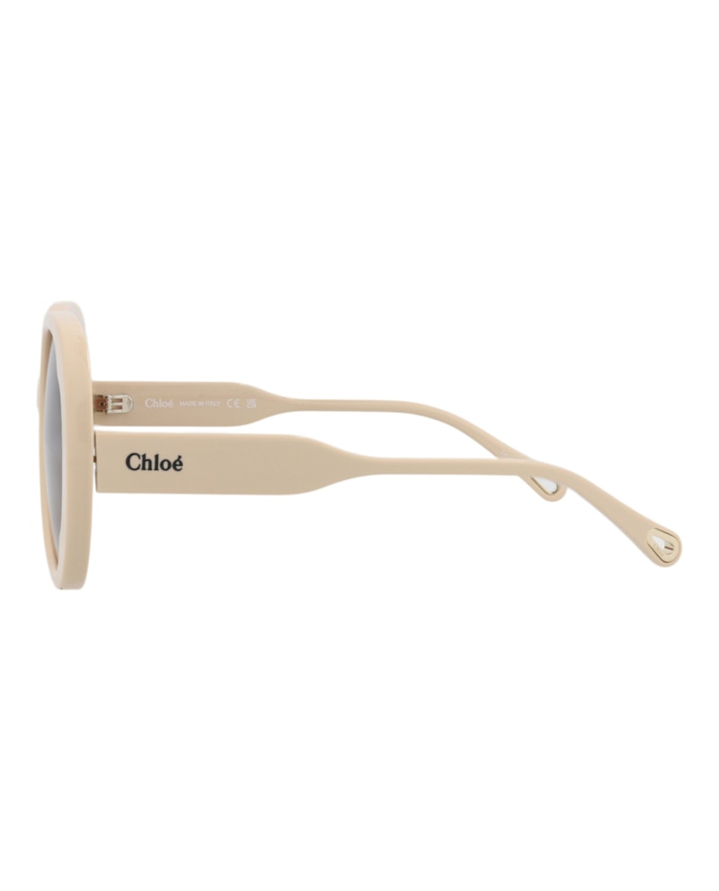 Chloe Round-Frame Recycled Acetate Sunglasses Ivory Ivory Brown (Ch0195s-30014680-005)