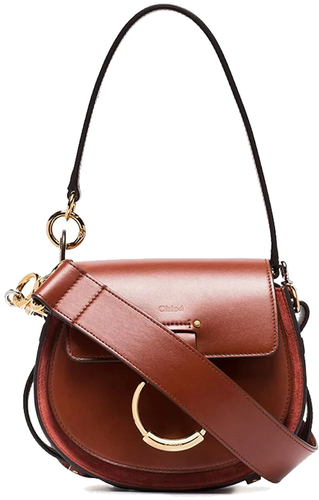 Chloe Small Tess Bag Brown In Calfskin Leather - Us