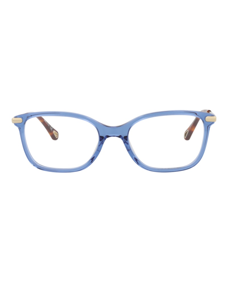 Pre-owned Chloé Women's Chloe Squareframe Bio Acetate Optical Frames In Blue Gold Transparent (ch0059o/30011441/004)