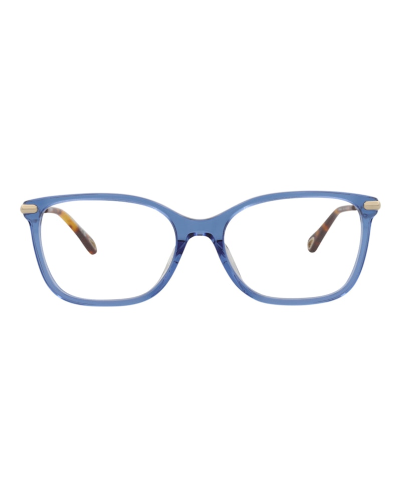 Pre-owned Chloé Women's Chloe Squareframe Bio Acetate Optical Frames In Blue Gold Transparent (ch0059oa/30011515/004