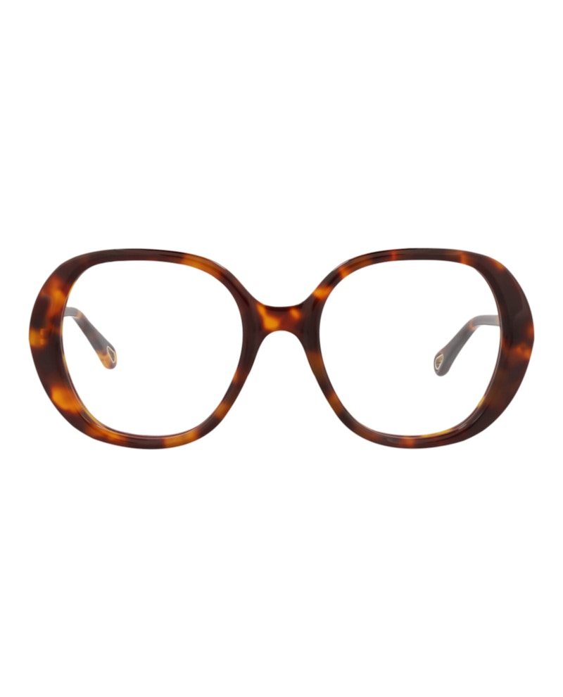 Pre-owned Chloé Women's Chloe Squareframe Bio Acetate Optical Frames In Havana Havana Transparent (ch0053o/30011508/