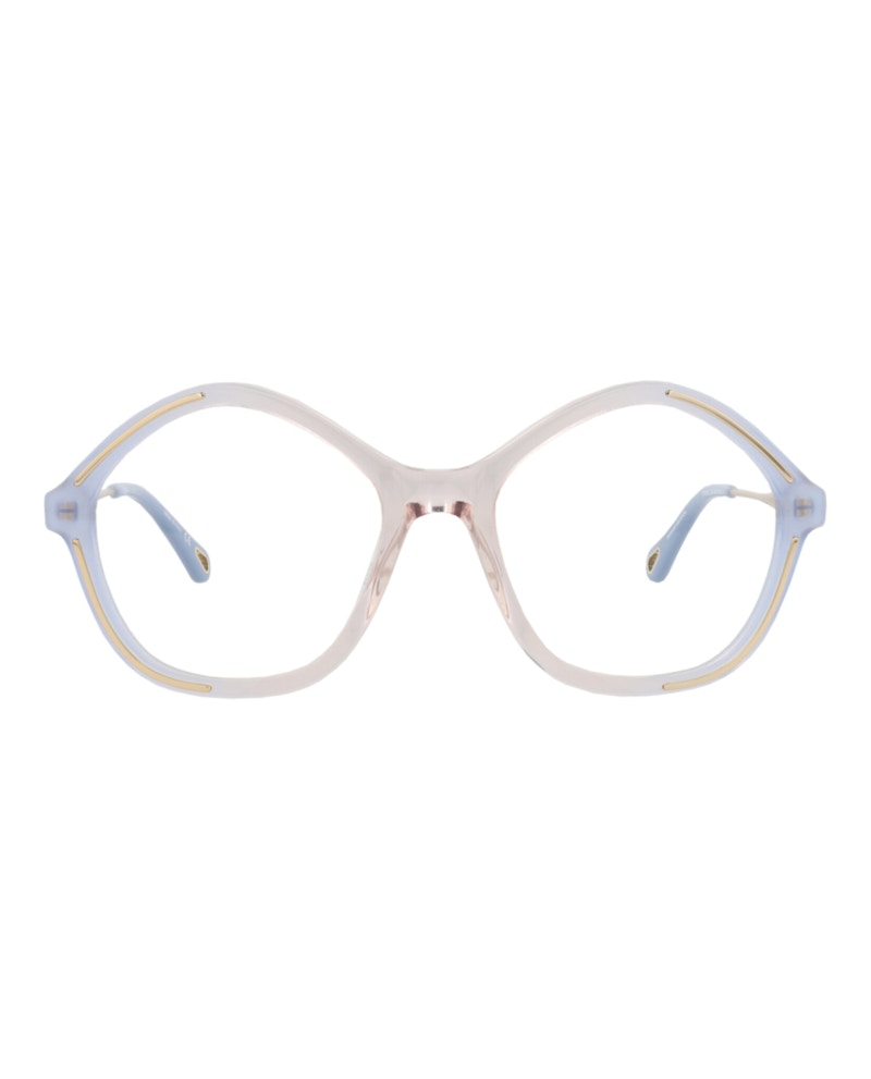 Pre-owned Chloé Women's Chloe Squareframe Bio Acetate Optical Frames In Light Blue Gold (ch0062o/30011511/003)