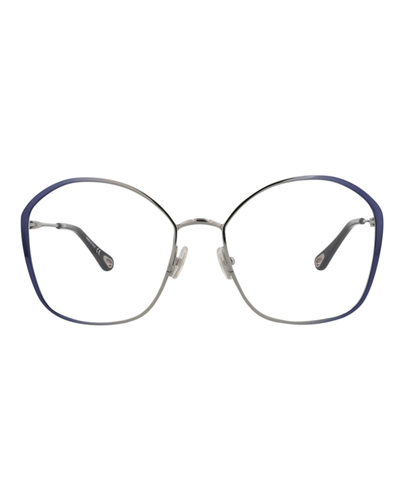Pre-owned Chloé Women's Chloe Squareframe Metal Optical Frames In Blue Blue Transparent (ch0017oa/30009909/001)