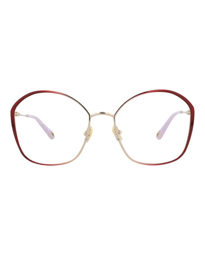 Pre-owned Chloé Women's Chloe Squareframe Metal Optical Frames In Burgundy Burgundy Transparent (ch0017oa/30009909/0