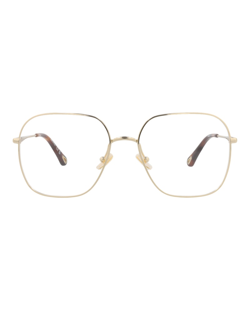 Pre-owned Chloé Women's Chloe Squareframe Metal Optical Frames In Gold Gold Transparent (ch0023o/30009875/001)