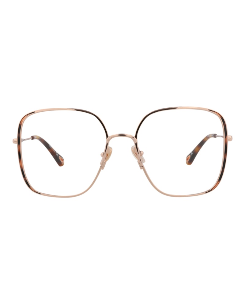 Pre-owned Chloé Women's Chloe Squareframe Metal Optical Frames In Gold Gold Transparent (ch0038o/30009845/002)