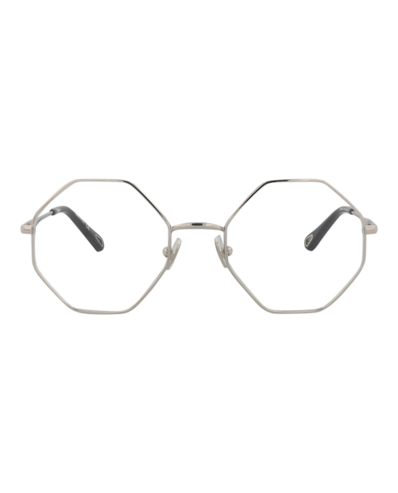 Pre-owned Chloé Women's Chloe Squareframe Metal Optical Frames In Silver Silver Transparent (ch0022o/30009816/003)