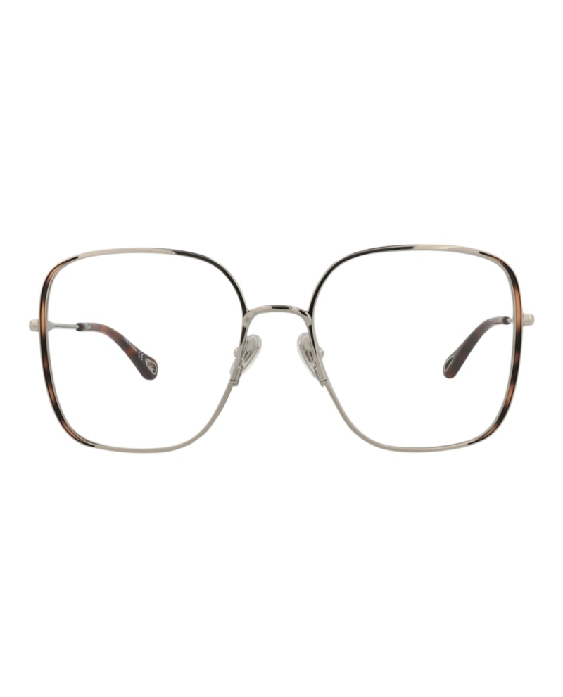 Pre-owned Chloé Women's Chloe Squareframe Metal Optical Frames In Silver Silver Transparent (ch0038o/30009845/003)