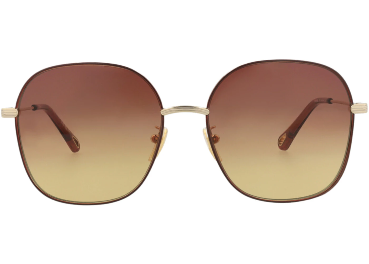 サングラス Chloe' Square sunglasses Chloe Square-Frame Metal Sunglasses Gold Gold Brown
