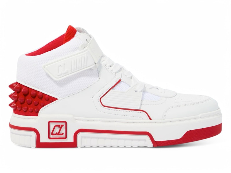 Pre-owned Christian Louboutin Men's Astro Mid Flat Sneakers In White/loubi
