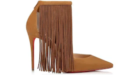 Christian Louboutin Courtain 100mm Ankle Strap Pumps Cafe Creme Velour
