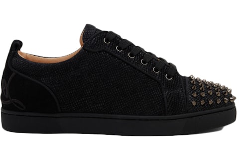 Christian Louboutin Fun Louis Junior Spikes Flat Black Velvet