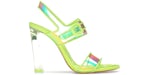 Christian Louboutin Loubi Duniss 100 PVC and Leather Heeled Sandals Fluo Yellow (Women's)