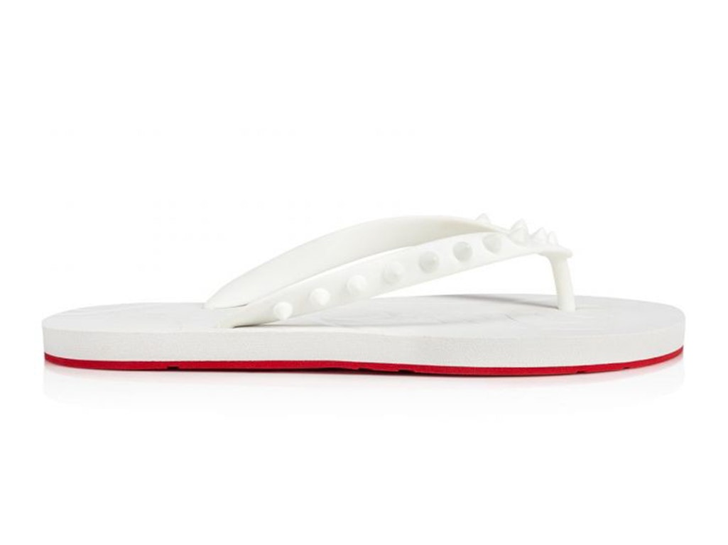 Pre-owned Christian Louboutin Loubi Flip Slide White White (women's) In  White/white
