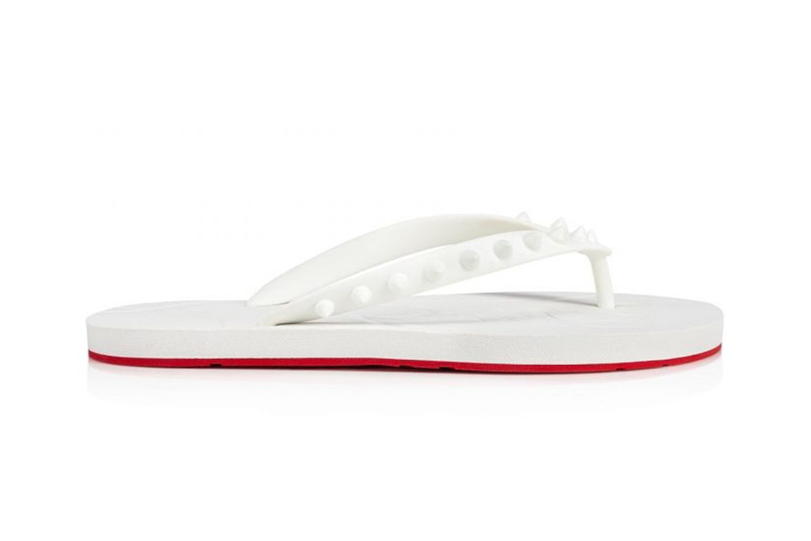 Pre-owned Christian Louboutin Loubi Flip Slide White White (women's) In White/white